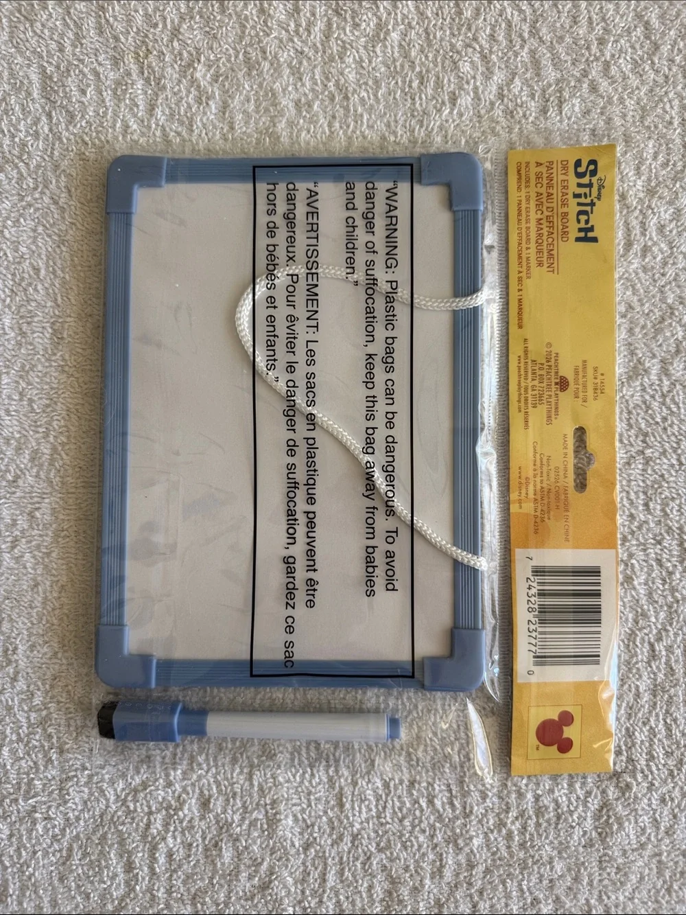 Disney Stitch Blue Dry Erase Board with Marker